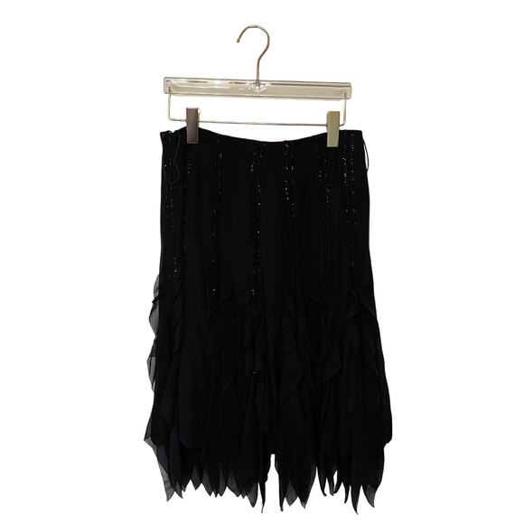 Carmen Marc Valvo 6 black skirt midi dark fairycore sequin cocktail party boho - Picture 1 of 7